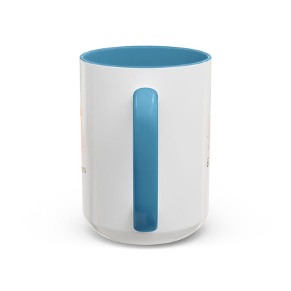 Jena Jewelry white ceramic mug with blue interior and handle, featuring "Made of Magic" affirmation text and watercolor design.