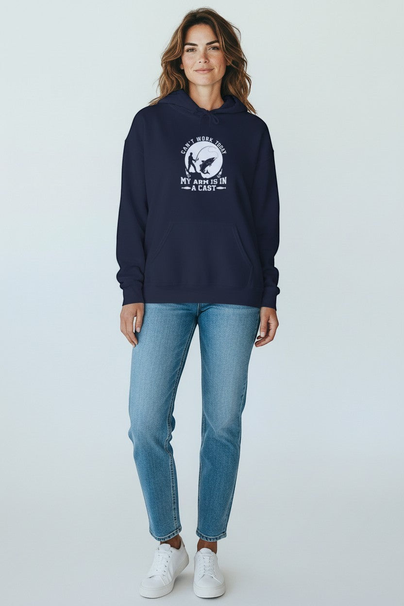 Woman wearing navy hoodie, a comfortable and stylish option for everyday outfits.