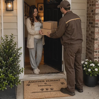Funny Cat Doormat – “Another Human… Interesting” Welcome Mat for Cat Lovers & Sarcastic Home Decor
