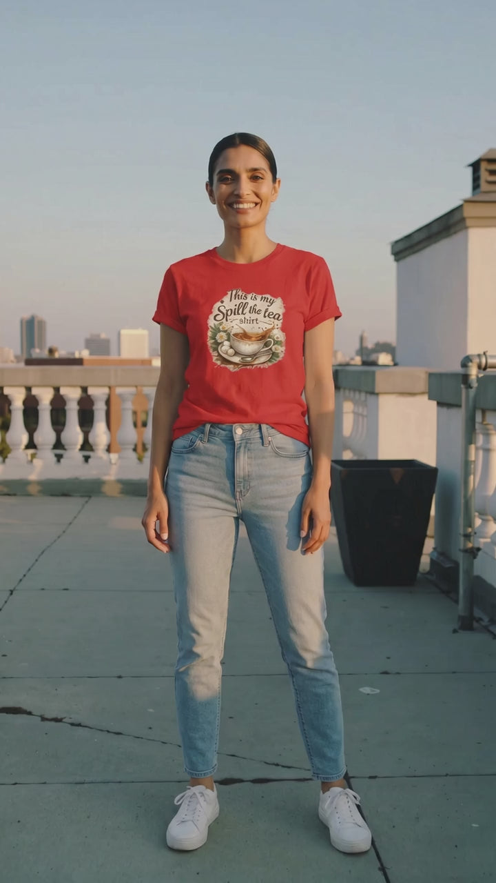 Funny Coffee Lover T-Shirt Reel – “Spill the Tea” Cozy Lifestyle Apparel Video
