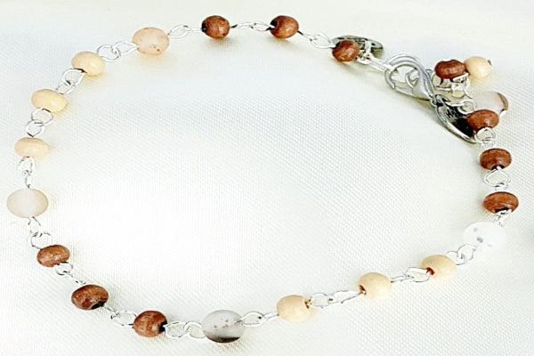 Anklet | Wooden Beads with Montana Matte Agate