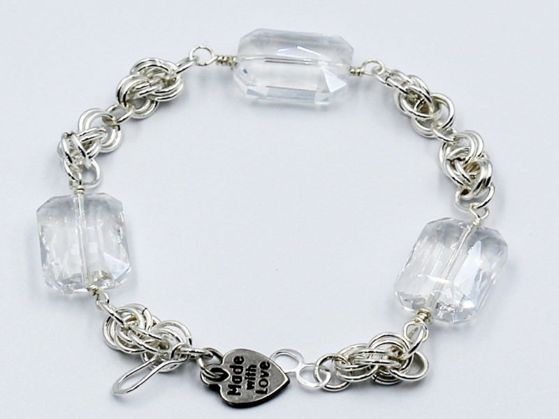 Chain Mallie Bracelet | Celtic Knot Silver-Plated with Glass Beads