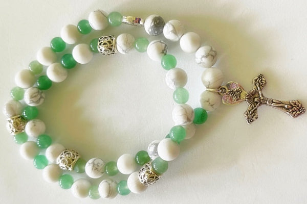 Rosary Bracelet | Howlite and Jade