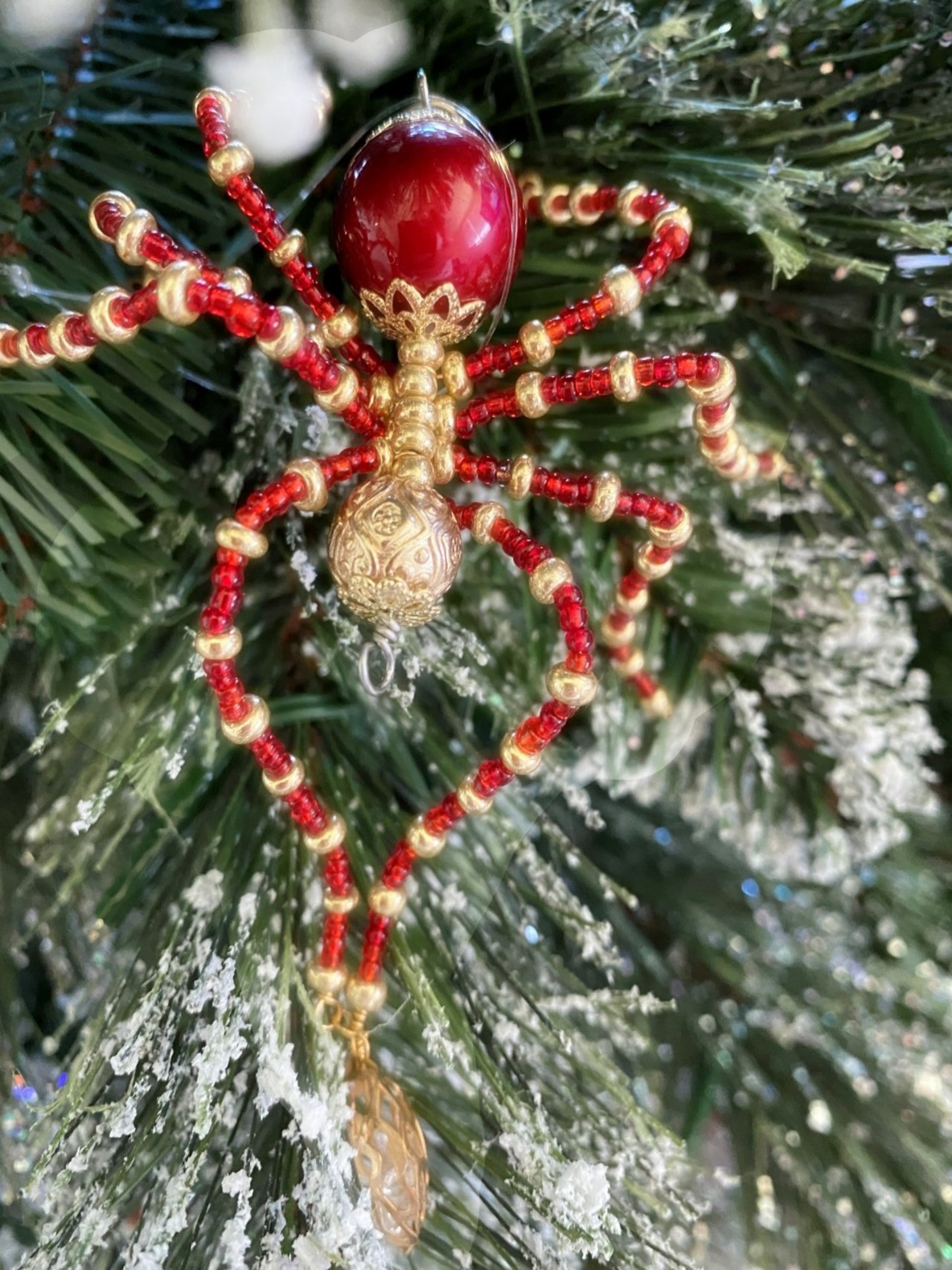 Christmas Spider| Large Red and Gold