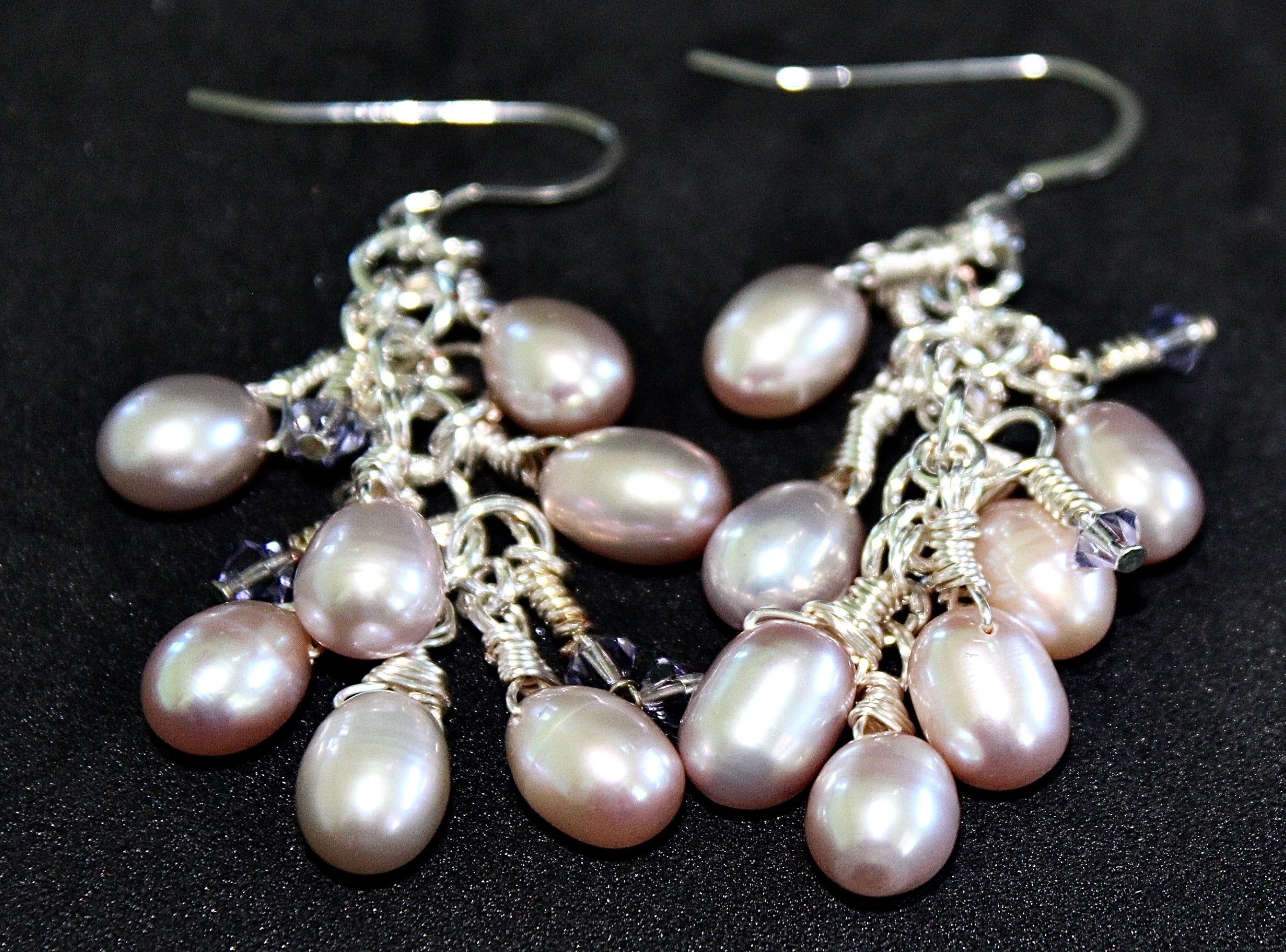 Hand Wrapped Lilac Color Freshwater Pearls and Light Purple Crystal