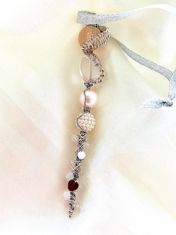 Wire Wrapped Icicle | Pink and White