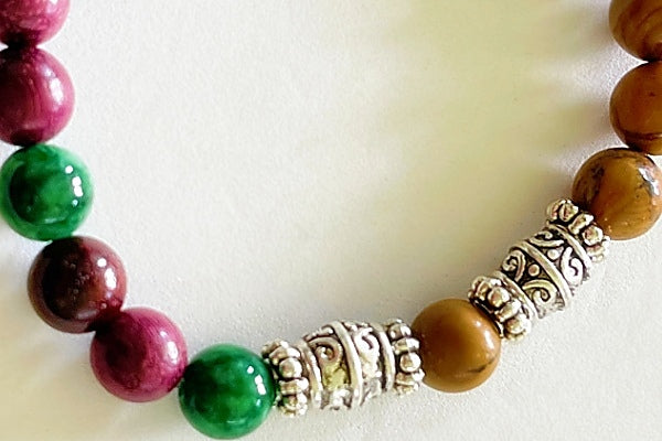 Rosary Bracelet | Purple Sandalwood, Green Quartz and Sandalwood