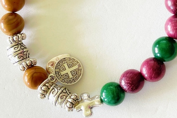 Rosary Bracelet | Purple Sandalwood, Green Quartz and Sandalwood