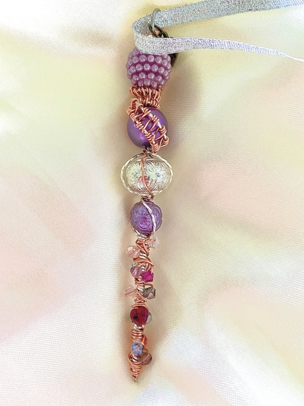 Wire Wrapped Icicle | Purple, Copper and Silver