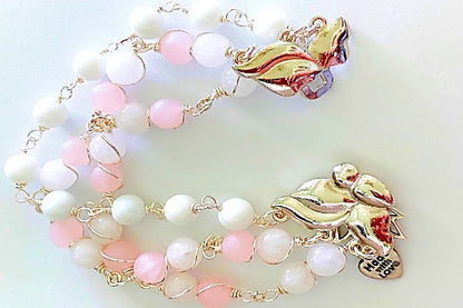 Rose Quartz & Snow Jade Bracelet with Butterfly Clasp – Love, Clarity & Gentle Transformation