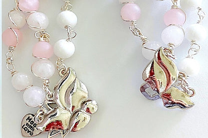 Rose Quartz & Snow Jade Bracelet with Butterfly Clasp – Love, Clarity & Gentle Transformation