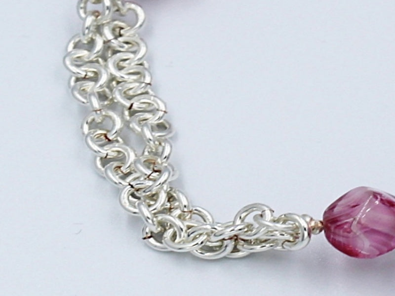 Chain Maille Bracelet | Glass Beads and Rhinestones