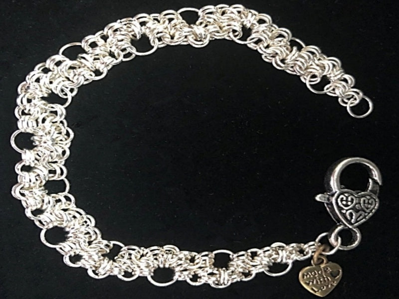 Chain Maille Bracelet | Stepping Stones with Silver-Plated Links