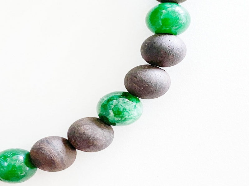 Stretch Bracelet | Ebony Blackwood and Green Quartz