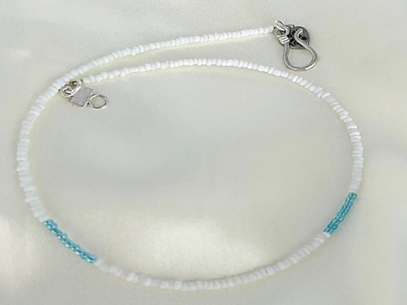 Seed Beads Necklace | White and Blue