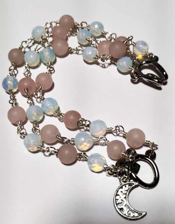 Bracelet | Rose Quartz and Snow Jade with Butterfly Clasp